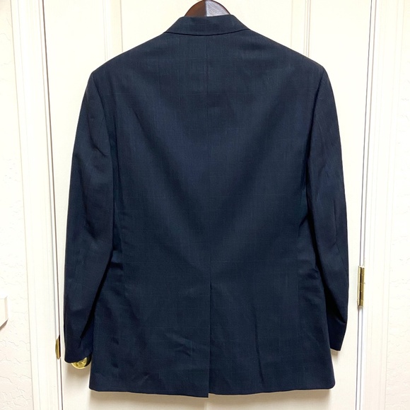John Alexander Hartmarx Navy Blue Blazer 40R Windowpane Wool Blazer Sport Coat - Picture 2 of 6